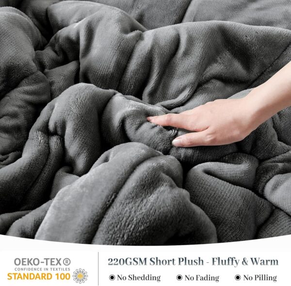 YIYEA Faux Fur Comforter Set King Size, Luxury Ultra Soft Fuzzy Comforter, Fluffy Plush Velvet Bedding Comforter Sets for Fall Winter, Cozy Warmth, No Shedding, 3PC, Dark Grey - Image 3
