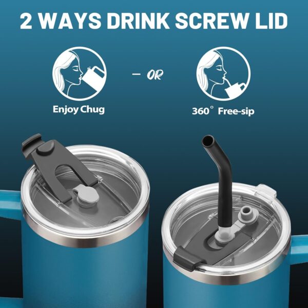 40oz Tumbler with Handle and Straw Lid - Insulated Water Bottle Keep Cold-34H, Stainless Steel Hydro Cup Travel Flask with Dust-proof Cap, Rubber Base, Coffee Mug for Men Women - Image 6