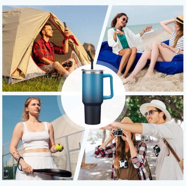 40oz Tumbler with Handle and Straw Lid - Insulated Water Bottle Keep Cold-34H, Stainless Steel Hydro Cup Travel Flask with Dust-proof Cap, Rubber Base, Coffee Mug for Men Women - Image 2